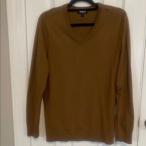Express Men's Tan V-Neck Sweater